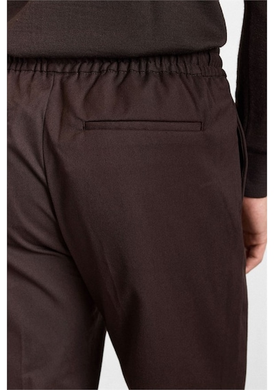 Süvari Koyu Kahve Slim Düz Twill Lastikli Jogger Pantolon Spn2020500028-kh9
