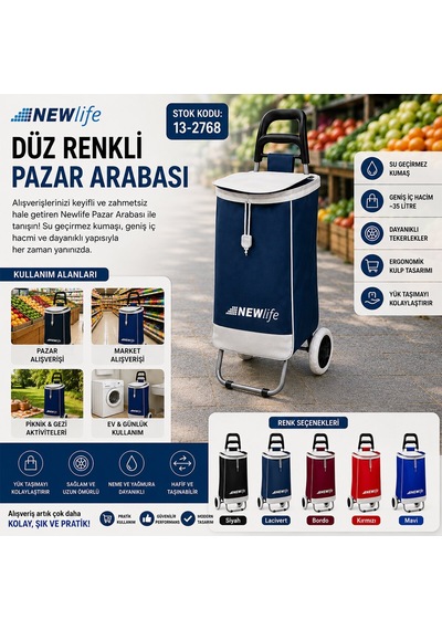 Newlıfe Mnc-202-212 Düz Renkli Pazar Arabası- 10'li Paket