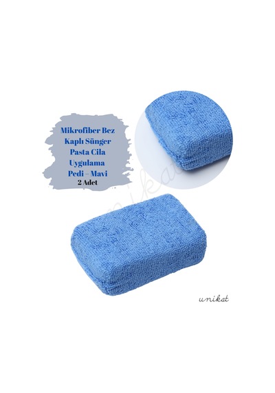 Mikrofiber Bez Kaplı Sünger Uygulama Pedi Mavi - 2adet 1 Adet