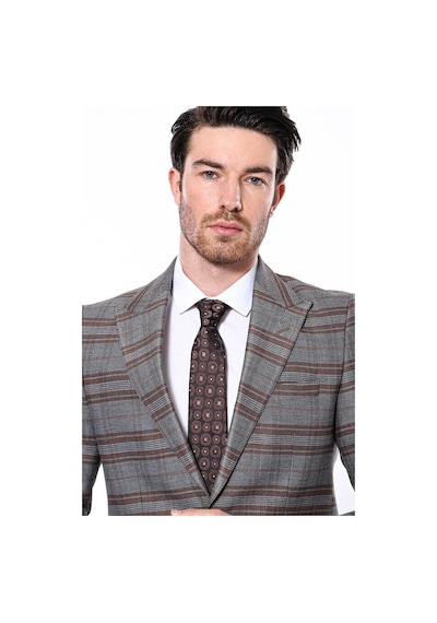 Wessi Ekose Desenli Slim Fit Kahverengi Erkek Ceket - Wessi Kahverengi
