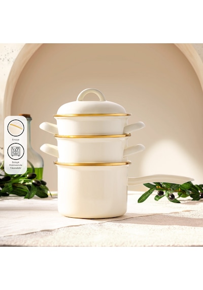 Emsan Solemar Emaye Karıştırma Kabı 24 Cm Bej