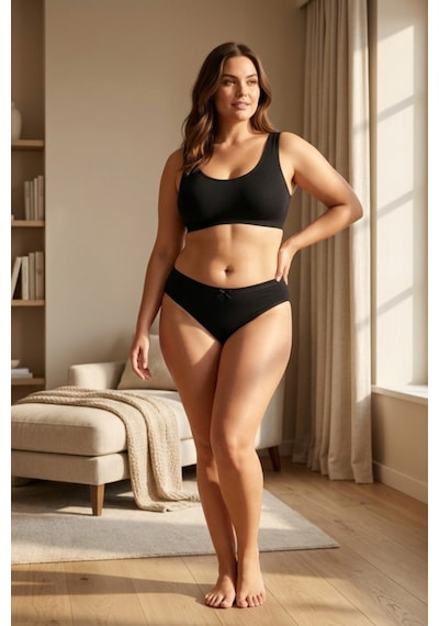 Mataş Kadın 6'lı Paket Pamuklu Bikini Külot Esnek Yumuşak İz Yapmaz İç Çamaşırı Siyah