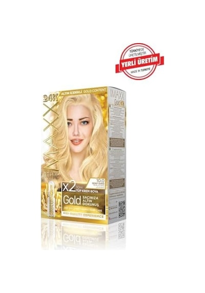Serisi 24k Altın Parçacıklı Serum İle 1 Kutu 2 X 50 Ml Ve Geliştiriciler Saç Boyası Sarısı 10.0