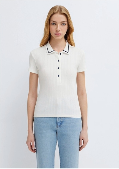 Mavi Kadın Modelli Polo Tişört Kırık Beyaz 1613944-70057