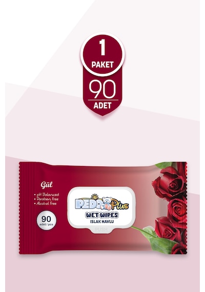 Pedo Gül Kokulu Islak Mendil 90 Adet