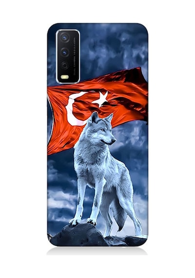 Vivo Y20 Uyumlu Silikon Kılıf Kurt Göktürk Ve Bayrak