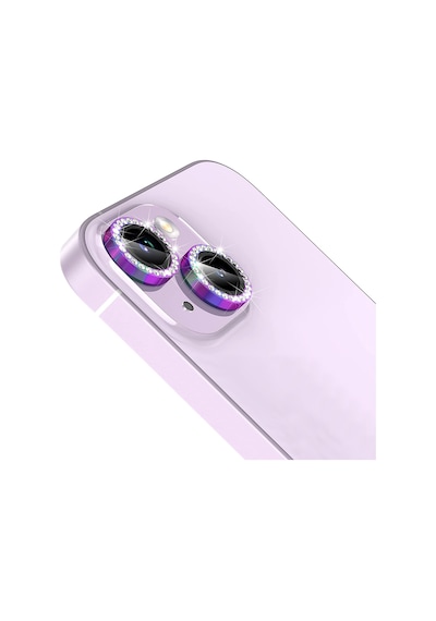 Buff Apple Uyumlu iPhone 14 / 14 Plus Diamond Kamera Lens Koruyucu Gökkuşağı