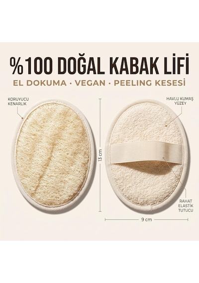 Yüz Vücud Kabak Lifi Doğal Lifler Peeling Temizleyici Arındırıcı. 3 Adet