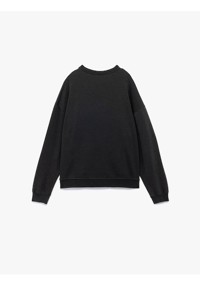 Koton Şardonlu Uzun Kollu Bisiklet Yaka Taşlı Baskılı Oversize Sweatshirt Antrasit 6wal10240ık Koton Şardonlu Uzun Kollu Bisiklet Yaka Taşlı Baskılı Oversize Sweatshirt Antrasit 6wal10240ık