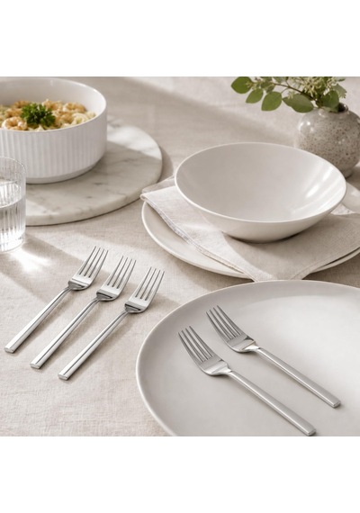 Kahvaltı Ve Tatlı Çatalı, 6'li Paslanmaz Çelik Küçük Çatal Seti, Gümüş Metal 15 Cm, 6 Adet