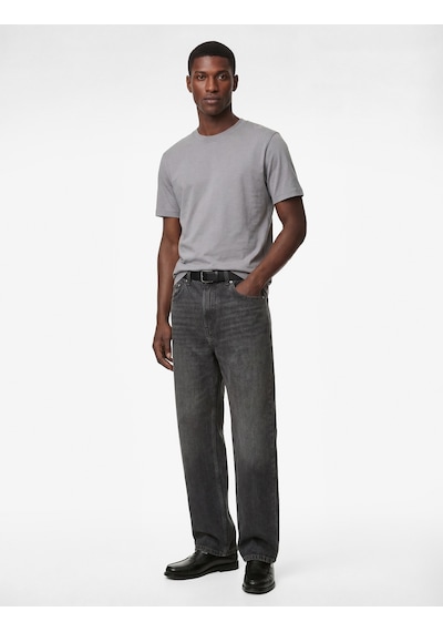 Koton Regular Fit Kısa Kollu Bisiklet Yaka Basic Pamuklu Tişört Gri 6sam10005mk