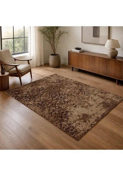 Kartela Halı Vera Halı Kaymaz Taban Makinede Yıkanabilir Halı Kahverengi - 180 X 270 Cm