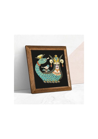 Şahmeran Taş Duvar Tablosu - Ahşap Çerçeveli Taş Tablo - 25x25 Cm - Dekoratif Duvar Sanatı - Modern Ev Ve Ofis Duvar Dekoru W1-08