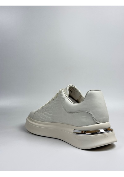 Daytex Hakiki Deri Kroko Baskılı Eva Taban Premium Erkek Sneaker Beyaz