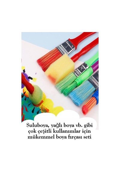 Fırça Seti 6 Lı Plastik Sap Resim Fırçası 1 Paket Suluboya Akrilik Boya Guaj Boya Yağlı Boya Fırca Seti