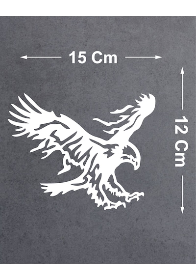 Sticker Dizayn Kartal Sticker - Eagle Beşiktaş Kanatlı Uçan Kartal Sticker - Araba Oto Motosiklet Karavan Cam Sticker - 00326 15x12 Cm