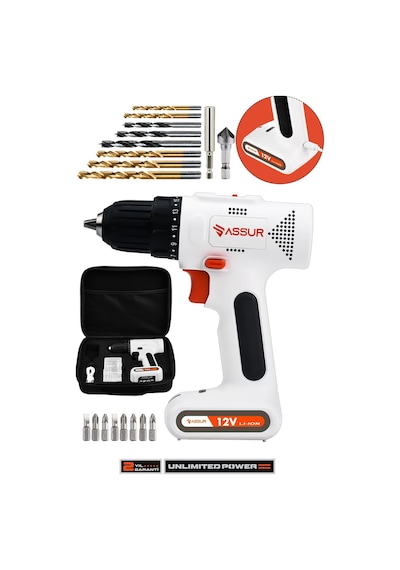 Assur 12V Type - c Usb Şarjlı Matkap Dahili Batarya Akülü Vidalama - 2922