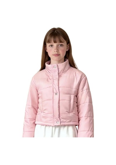 Veraura Lifestyle Kız Çocuk Pudra Rengi Çıtçıtlı Fermuarlı Şişme Mont