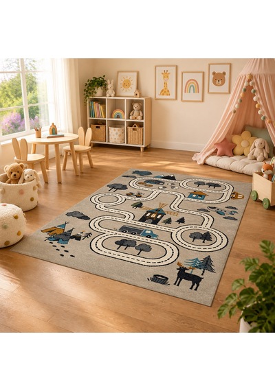 Kartela Halı Kış Köyü Kaymaz Taban Çocuk Oyun Halısı - 80 x 120 CM