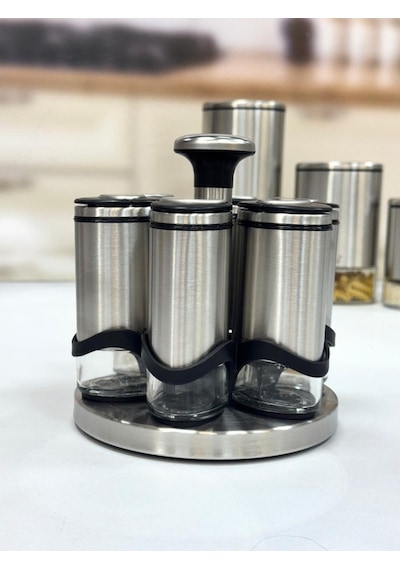 Arow Basil 7 Li 115 Ml Döner Standlı Baharat Seti Inox