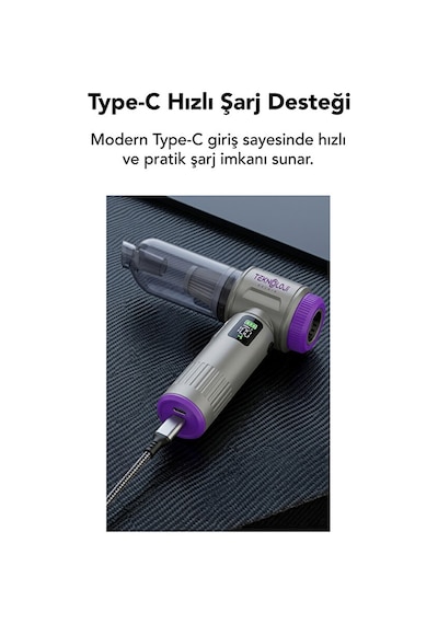 Teknoloji Gelsin Işıklı Göstergeli 22.000 Pa 9 Başlık Yedek Filtre Çantalı Kablosuz Araç İçi Çekim & Üfleme Süpürgesi