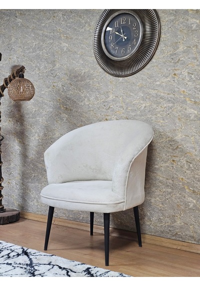 Zafir Tekli Teddy Siyah Boyalı Sivriltme Ayak Çay Seti Koltuk Tekli Berjer , Balkon, Salon, Ofis Krem