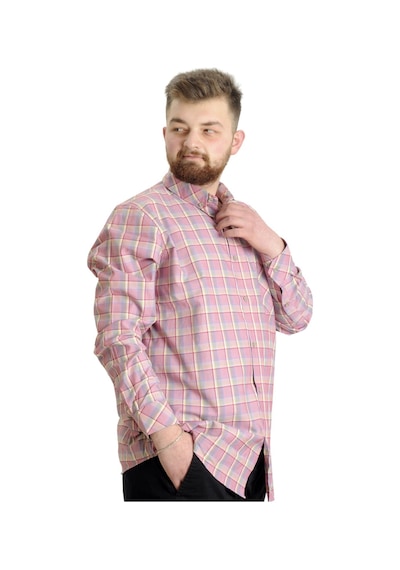 Mode Xl Büyük Beden Erkek Gömlek Ekose Uzun Kollu 23300 Koyu Bordo 001
