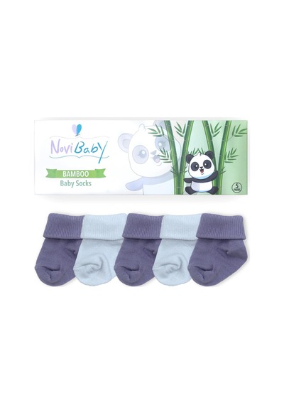 Novibaby 5'li Bambu Yenidoğan Bebek Çorabı I Cloudy I 0-6 ay "Karışık Renkli"