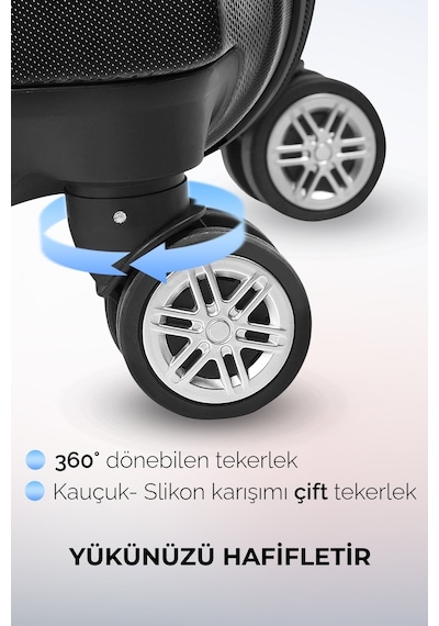 Polo&sky Elmas Model Siyah Renk 3'lü Valiz Bavul Seti Siyah