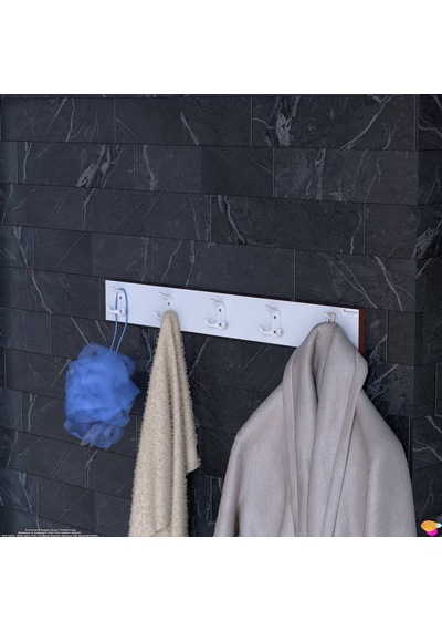 Modilayn Arı Serisi 76,4x9,6 Cm 15 Kancalı Banyo Askısı - 5'li Set Ekstra Düzen Ve Yer Tasarrufu Beyaz