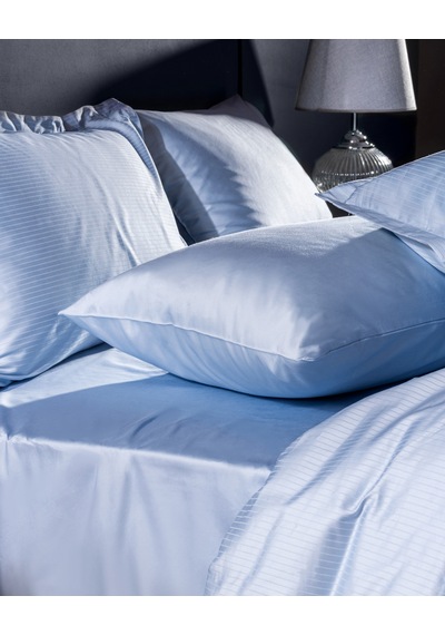 Madame Coco Thalie Family Size %100 Pamuk Çizgili - 300tc Saten Çarşaflı Nevresim Takımı - Mavi 8684427207864 Çok Renkli