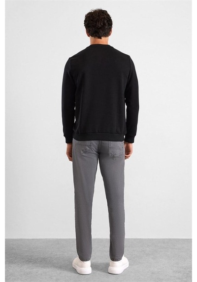 Süvari Siyah Regular Düz Baskısız 2 İplik Bisiklet Yaka Cepsiz Ribanalı Sweatshirt Sw2013700029-s09