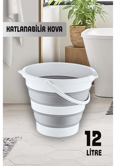 Pratik Katlanabilir 12 Lt Akordiyon Kovası, Pratik Katlanabilir Banyo Araba Yıkama Su Kovası 12 Lt Renkli
