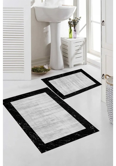 Eliana Home Dijital Baskı 2'li Banyo Paspas Takımı Lna5-fnl475 100x60 Ve 60x50 Cm Siyah
