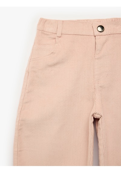Koton Beli Lastikli Cepli Pamuklu Rahat Kesim Kadife Pantolon Pembe 7wmg40037aw Gül