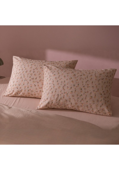 Soft Bloom 2'li Yastık Kılıfı - Hardal / Pembe - 50x70 Cm Çok Renkli