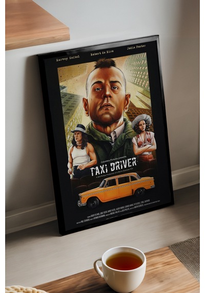 Taxi Driver Siyah Ahşap Çerçeveli Poster, Dekoratif Film Duvar Tablosu