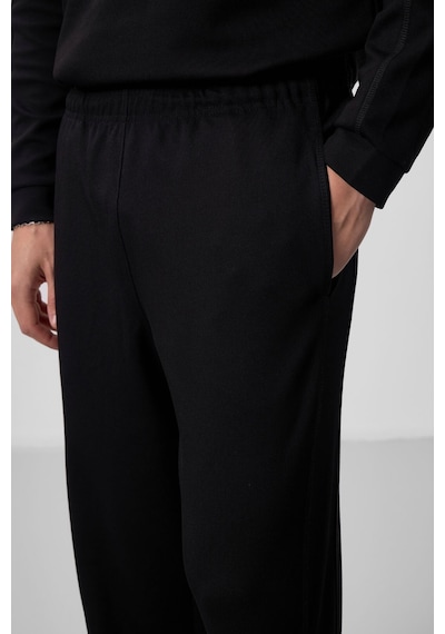 Siyah Yüzeyi Dokulu Oversize Erkek Eşofman Takım - 85275 Siyah