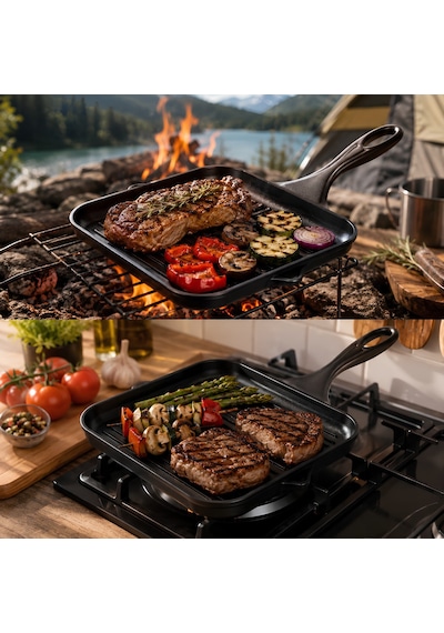 Hosse Hs-230388 Yardımcı Kulplu Kare Grill Tava