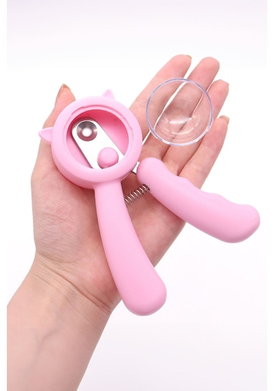 Çelik Pembe Emniyetli Hazneli Kedi Tırnak Makası Ve Törpü Set Cin823pm
