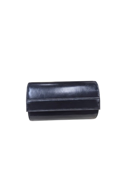 3 Lü Deri Saat Kutusu Silindir Tasarım Taşınabilir Saat Saklama Organizer 24x11x7 Cm Taba Siyah