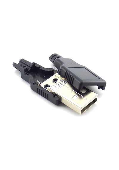 Plastik Muhafazalı Lehim Tipi 4 Pin USB A Erkek Fiş