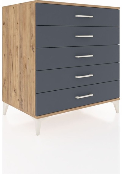 Kronos Şifonyer 5 Çekmeceli 88x59x96 Çam-antrasit Çam