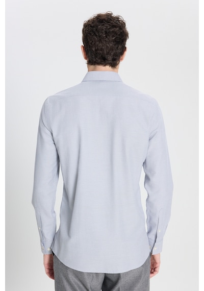 AC&Co / Altınyıldız Classics  Erkek Beyaz Lacı Pamuklu Slim Fit Dar Kesim Klasik Yaka Armürlü Gömlek Beyaz Lacı