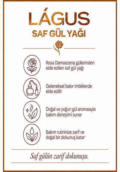 Lagus Saf Gül Yağı Rosa Damascena Aromaterapi Yağı Kalp Çakrası 1 ML