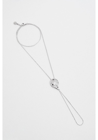 So Chic Aşk Yıldızı 18 Ayar Beyaz Altın Kaplama 26 Cm Gümüş Şahmeran Rodyum