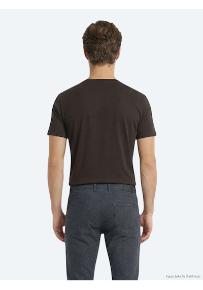 Kip Kahverengi Düz %100 Pamuk T-shirt kahverengi brown