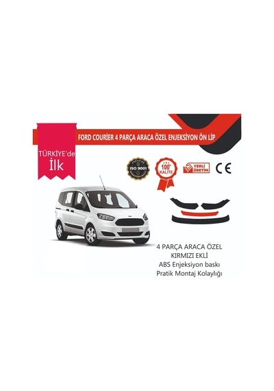 Ford Courier 2018-2023 4 Parça Ön Lip Kırmızı