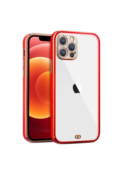 iPhone Uyumlu 12 Pro 6.1inç Gold Çerçeve Kamera Korumalı Bumper Kılıf- 5775 Mh-hs2473-4546