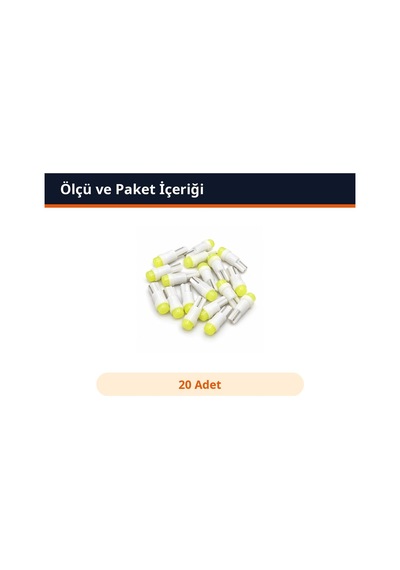 Trobus T5 Gösterge Ledi Ultra Parlak Beyaz 20 Adetlik Araç İçi Ampul Seti